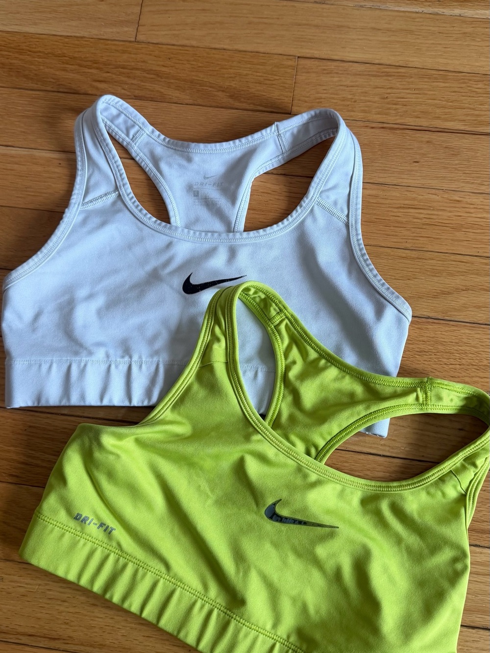 Nike Dri-FIT Racerback Sports Bras - White & Lime Green